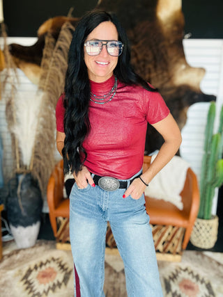 Leather Feelz Burgundy Basic Top