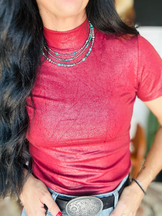 Leather Feelz Burgundy Basic Top