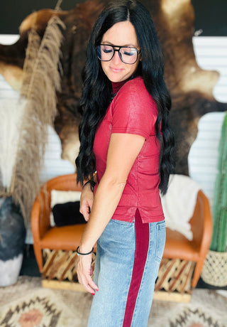Leather Feelz Burgundy Basic Top