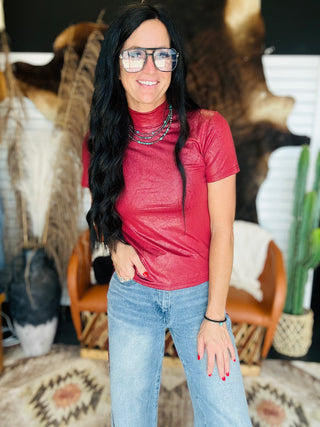 Leather Feelz Burgundy Basic Top