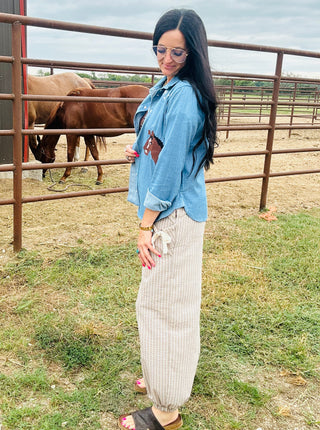 Beau Striped Woven Jogger Pants-Pants-Very J-Motis & Co Boutique, Women's Fashion Boutique in Carthage, Missouri