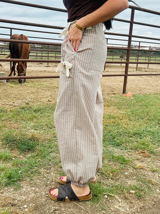 Beau Striped Woven Jogger Pants-Pants-Very J-Motis & Co Boutique, Women's Fashion Boutique in Carthage, Missouri