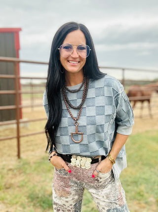 Dana Denim Patchwork Top-Short Sleeves-BiBi-Motis & Co Boutique, Women's Fashion Boutique in Carthage, Missouri