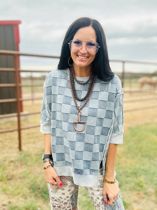 Dana Denim Patchwork Top-Short Sleeves-BiBi-Motis & Co Boutique, Women's Fashion Boutique in Carthage, Missouri