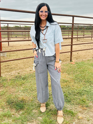 Beau Striped Woven Jogger Pants-Pants-Very J-Motis & Co Boutique, Women's Fashion Boutique in Carthage, Missouri