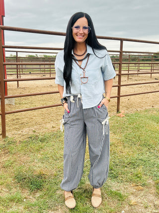 Beau Striped Woven Jogger Pants-Pants-Very J-Motis & Co Boutique, Women's Fashion Boutique in Carthage, Missouri