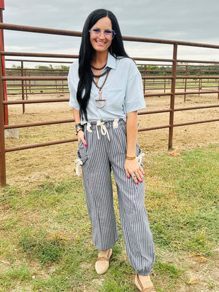 Beau Striped Woven Jogger Pants-Pants-Very J-Motis & Co Boutique, Women's Fashion Boutique in Carthage, Missouri