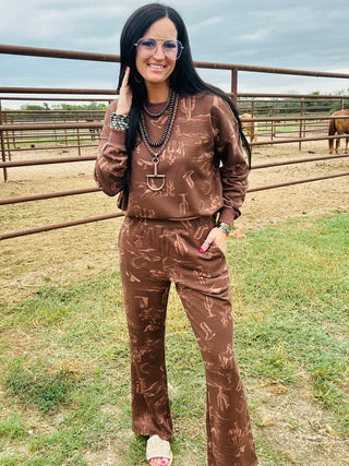 Madelyn Western Long Sleeve in Brown-Pullovers-blu pepper-Motis & Co Boutique, Women's Fashion Boutique in Carthage, Missouri