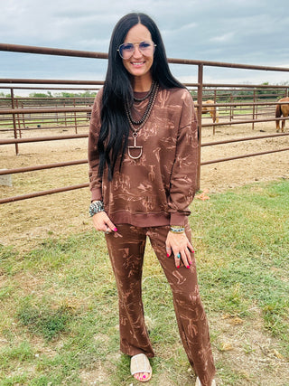 Madelyn Western Long Sleeve in Brown-Pullovers-blu pepper-Motis & Co Boutique, Women's Fashion Boutique in Carthage, Missouri