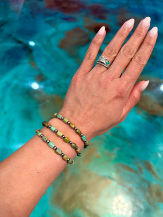 Pecos Authentic Turquoise Sterling Pearl Bracelet-Bracelets-Bijoux-Motis & Co Boutique, Women's Fashion Boutique in Carthage, Missouri
