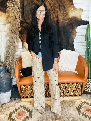 Ryker Corduroy Western Print Pants-Pants-Jade by Jane-Motis & Co Boutique, Women's Fashion Boutique in Carthage, Missouri