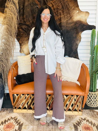 Andrew Brown Split Hem Knit Pants-Pants-Tres Bien-Motis & Co Boutique, Women's Fashion Boutique in Carthage, Missouri