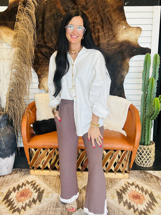 Andrew Brown Split Hem Knit Pants-Pants-Tres Bien-Motis & Co Boutique, Women's Fashion Boutique in Carthage, Missouri