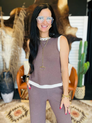 Allie Cloud Knit Brown Tank Top-sleeveless-Tres Bien-Motis & Co Boutique, Women's Fashion Boutique in Carthage, Missouri