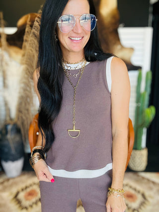 Allie Cloud Knit Brown Tank Top-sleeveless-Tres Bien-Motis & Co Boutique, Women's Fashion Boutique in Carthage, Missouri