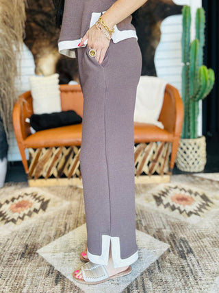 Andrew Brown Split Hem Knit Pants-Pants-Tres Bien-Motis & Co Boutique, Women's Fashion Boutique in Carthage, Missouri