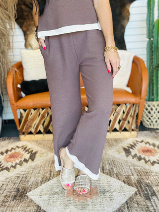 Andrew Brown Split Hem Knit Pants-Pants-Tres Bien-Motis & Co Boutique, Women's Fashion Boutique in Carthage, Missouri