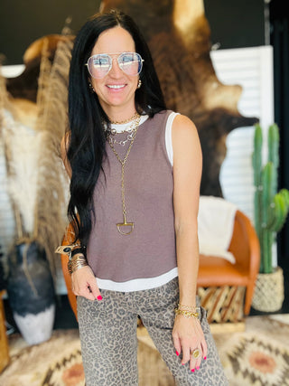 Allie Cloud Knit Brown Tank Top-sleeveless-Tres Bien-Motis & Co Boutique, Women's Fashion Boutique in Carthage, Missouri