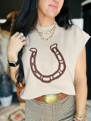 Holly Horseshoe Mock Neck Western Vest-Sweaters-24th-Motis & Co Boutique, Women's Fashion Boutique in Carthage, Missouri