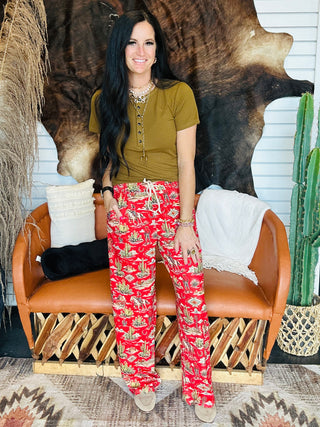 Red Rock Rodeo Print Pants