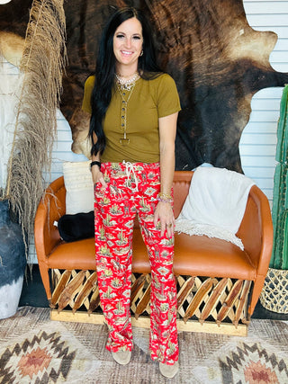 Red Rock Rodeo Print Pants