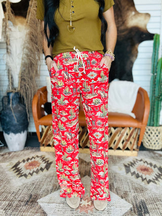 Red Rock Rodeo Print Pants