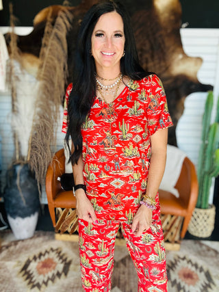 Red Rock Rodeo Print Top
