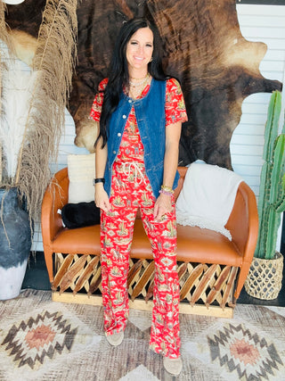 Red Rock Rodeo Print Top