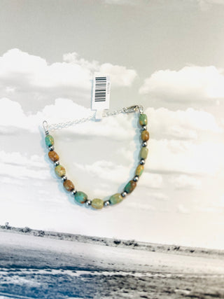 Pecos Authentic Turquoise Sterling Pearl Bracelet