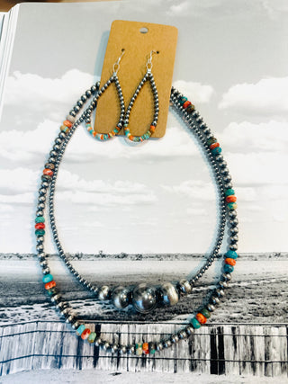 Hazen Turquoise Spiny Oyster and Sterling Silver Necklace