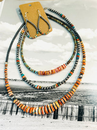 Hazen Turquoise Spiny Oyster and Sterling Silver Necklace