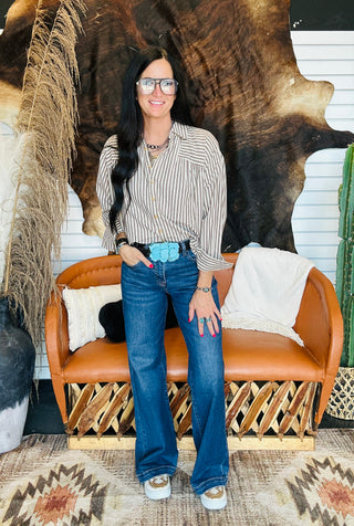 Amanda Brown Striped Blouse
