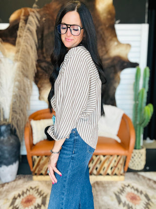 Amanda Brown Striped Blouse