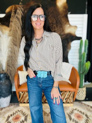 Amanda Brown Striped Blouse