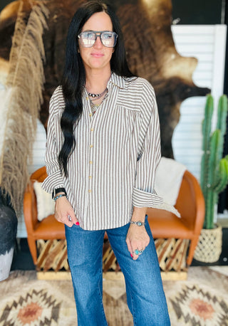 Amanda Brown Striped Blouse