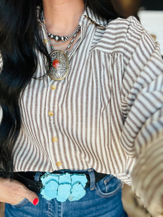 Amanda Brown Striped Blouse