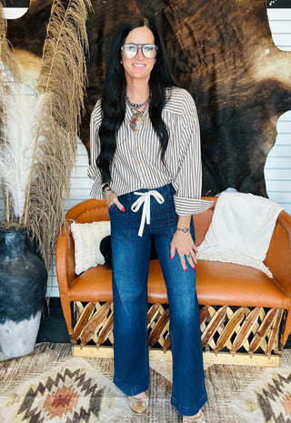 Amanda Brown Striped Blouse