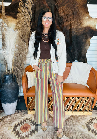 Owen Olive Vintage Striped Pant