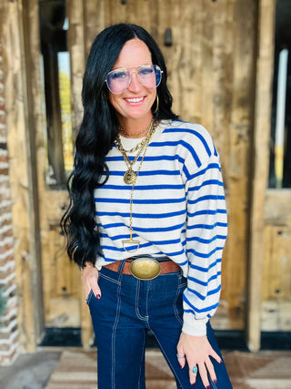 Robin Long Sleeve Blue Striped Sweater