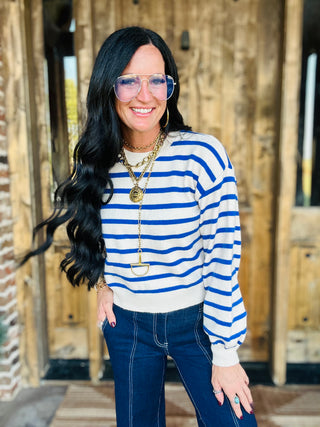 Robin Long Sleeve Blue Striped Sweater