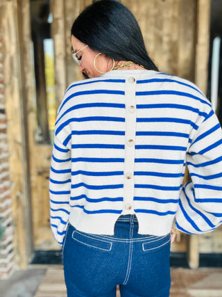 Robin Long Sleeve Blue Striped Sweater