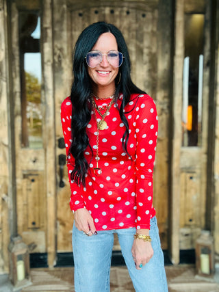 Kickoff Polka Dot Long Sleeve Mesh