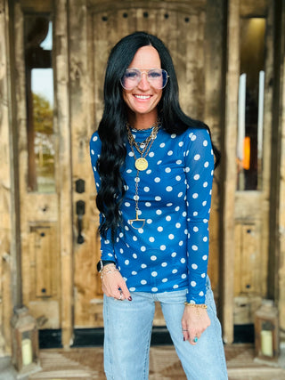 Kickoff Polka Dot Long Sleeve Mesh