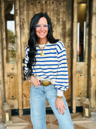 Robin Long Sleeve Blue Striped Sweater