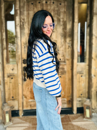 Robin Long Sleeve Blue Striped Sweater
