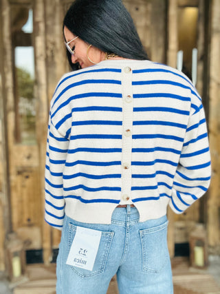 Robin Long Sleeve Blue Striped Sweater