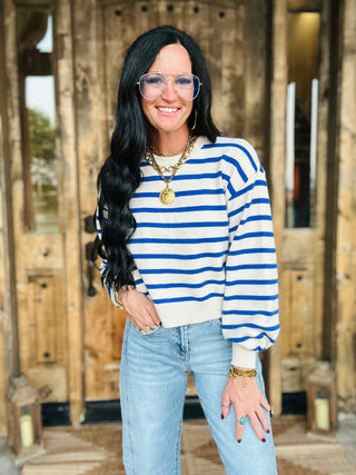 Robin Long Sleeve Blue Striped Sweater