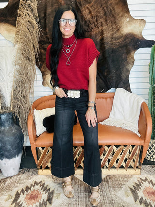 Jane Mock Neck Sweater Vest Red