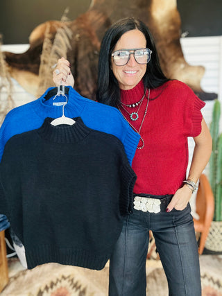 Jane Mock Neck Sweater Vest Black