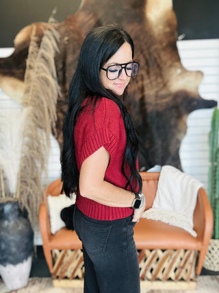 Jane Mock Neck Sweater Vest Red